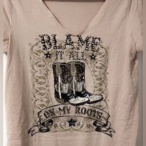Blame It All Graphic Tee in Beige
